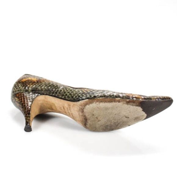 Bettye Muller Green Leather Snake Pumps 36 - Picture 5 of 6